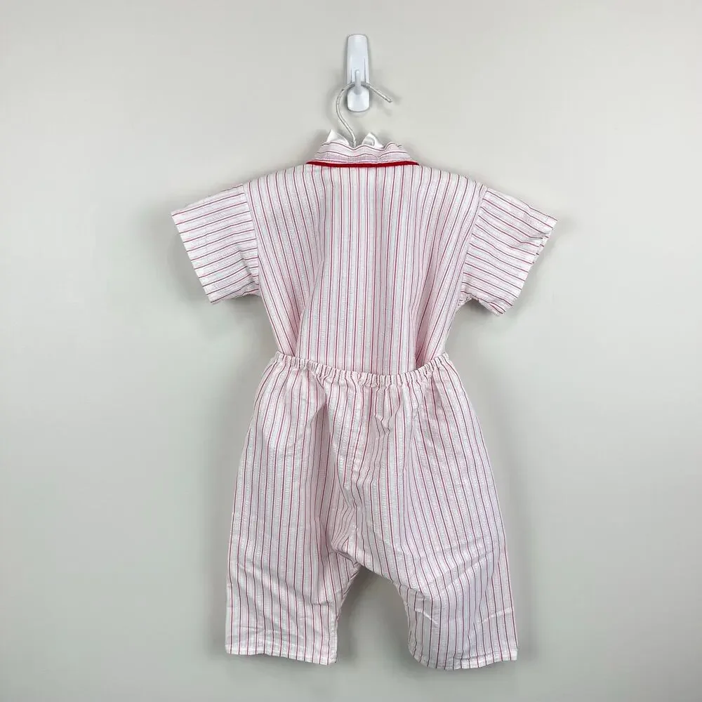Vintage Red Striped Baseball Pajama Set 24 Months USA
